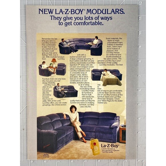 La-Z-Boy Furniture Modulars "Lots of Ways to get Comfortable" Vtg Print Ad 1986 - Picture 2 of 3
